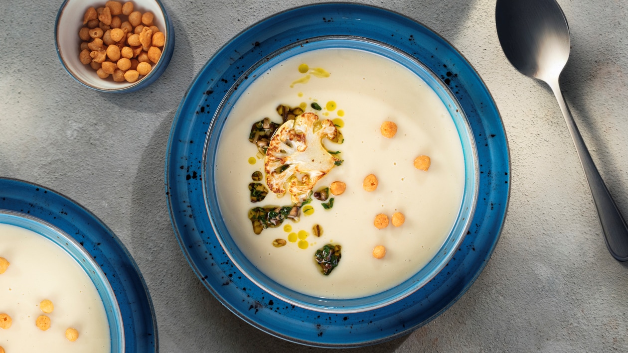 Orientalny krem z kalafiora/ oliwa z konfitowanymi grzybami